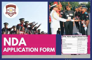 An informative image providing insights into NDA application form details including eligibility, fee structure, and exam centres.