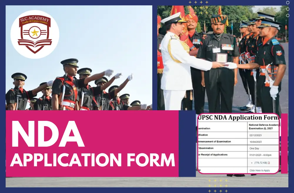 An informative image providing insights into NDA application form details including eligibility, fee structure, and exam centres.
