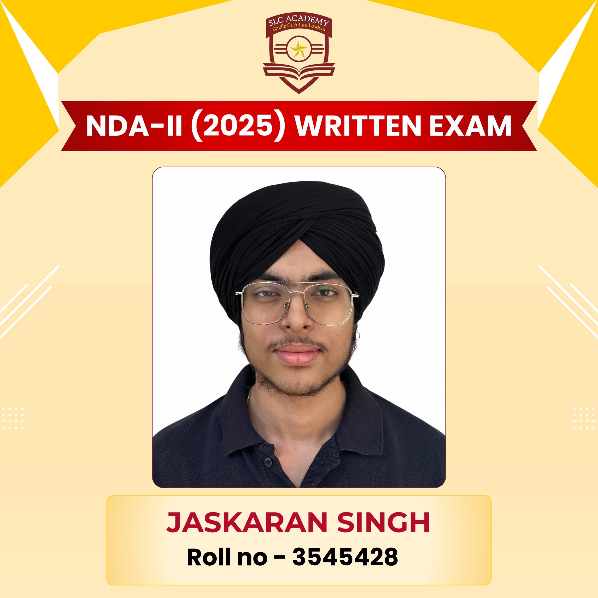 NDA-II 2025 written exam selected student from top NDA and SSB coaching in Punjab - SLC Academy.