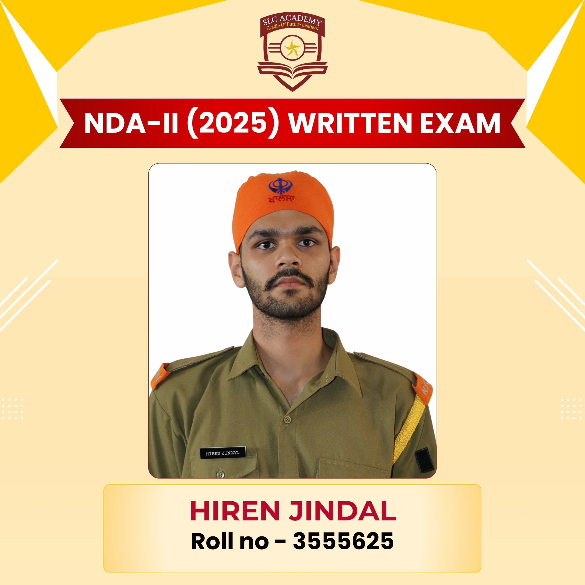 NDA-II 2025 written exam selected student from top NDA and SSB coaching in Punjab - SLC Academy